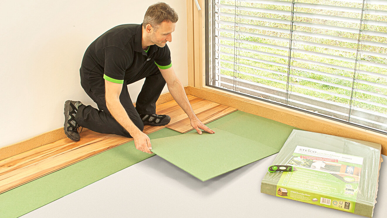 Steico underfloor / ecosilent 3mm, Trittschalldämmung aus ökologischer Holzfaser  3 mm Dicke (9,32 m² pro Paket)