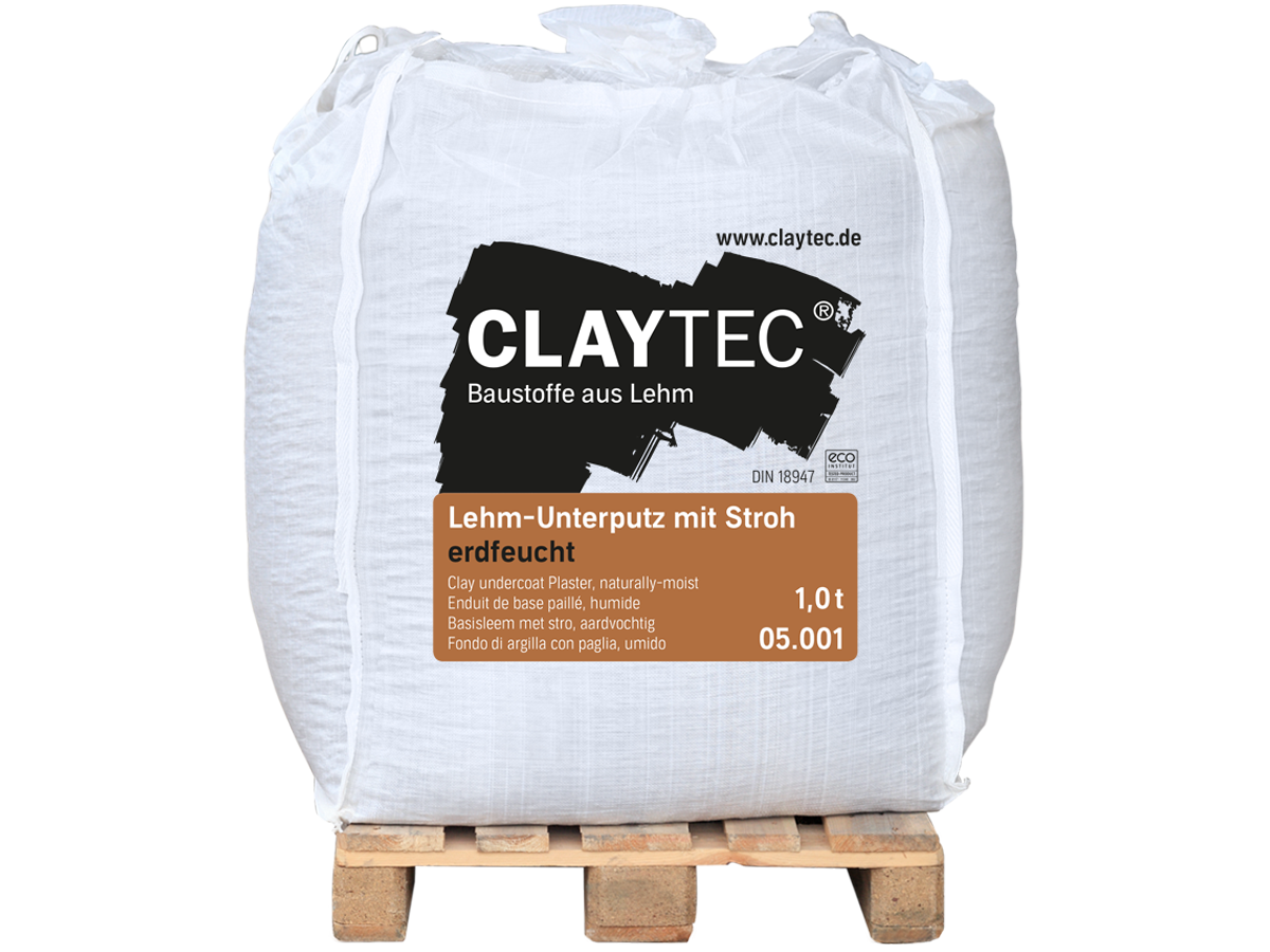 Claytec Lehm-Unterputz mit Stroh/ erdfeucht /BigBag/1000 kg