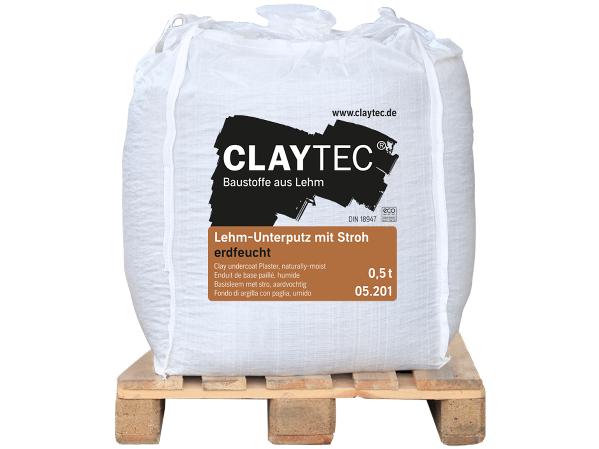 Claytec Lehm-Unterputz mit Stroh/ erdfeucht /BigBag/1000 kg