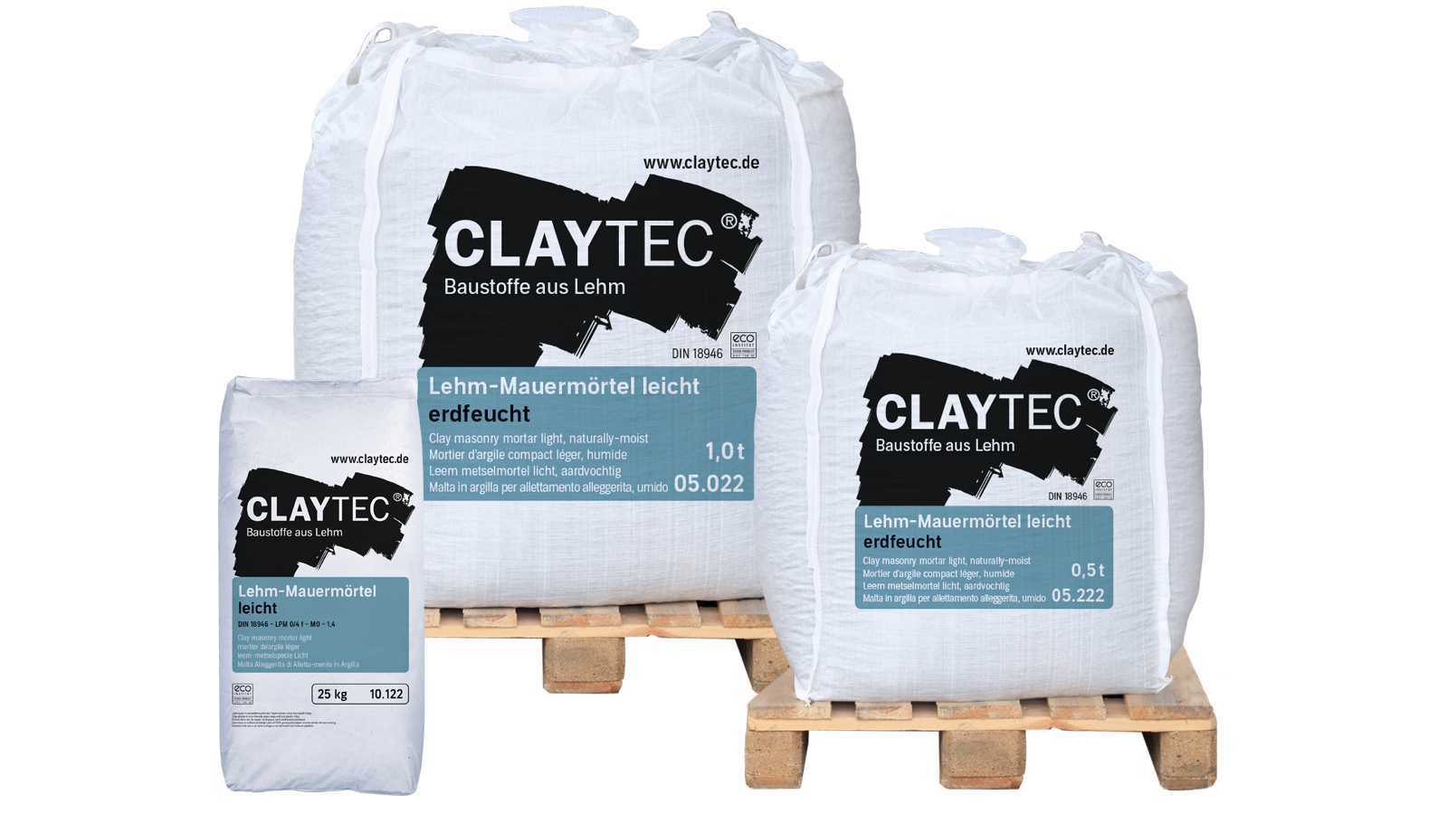 Claytec, Lehm-Mauermörtel leicht, Sack 25 kg